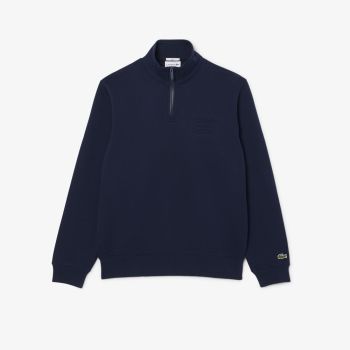 Felpa Lacoste a collo alto con zip in rilievo da uomo Blu